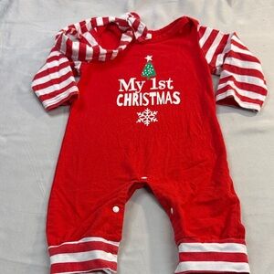 Red Christmas Kids One Piece and matching headband